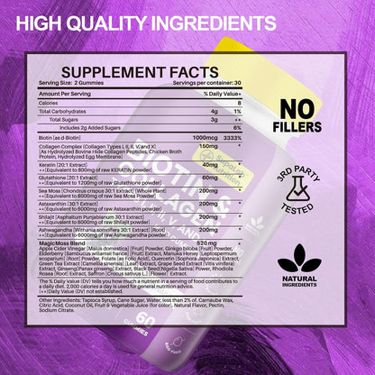 Biotin with Collagen Gummies for Skin, Hair, Nails, Joints & Bones Health – Grapefruit Flavour (180 Gummies)