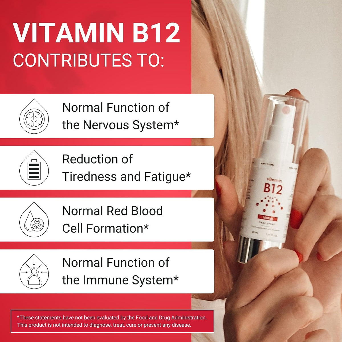 NorVita Vitamin B12 Spray 500 mcg (150 – High Bioavailability: Up to 2.6x more effective than capsules due to – Image 2