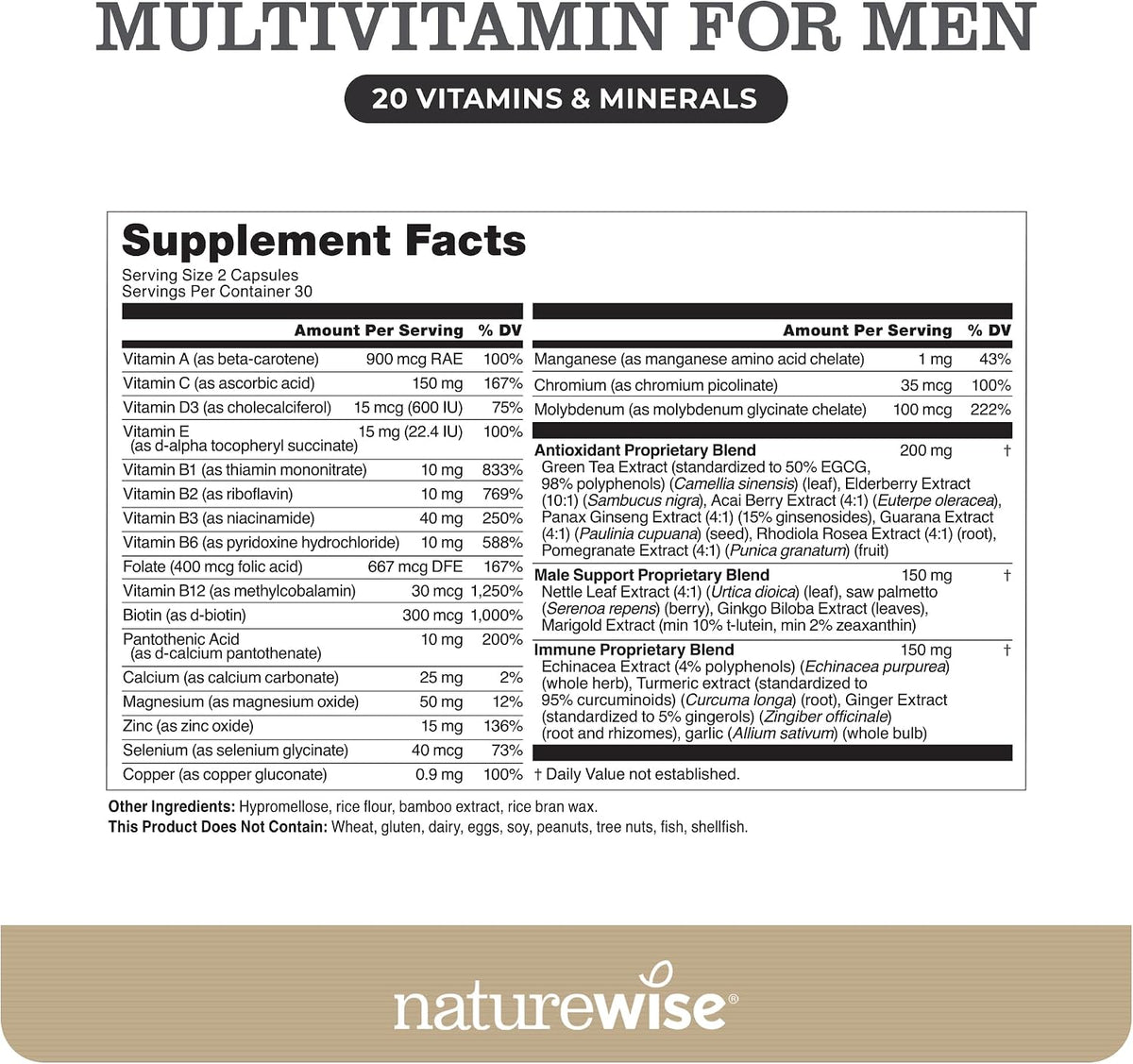 NatureWise Multivitamin for Men – Daily Male – Zinc and Selenium: Essential for immune support and reproductive – Image 3