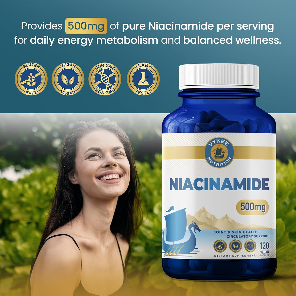 Vykee Nutrition Niacinamide Capsules - Vitamin B3 Supplement for Skin Wellbeing Cellular Energy and Metabolic Support - – Image 4