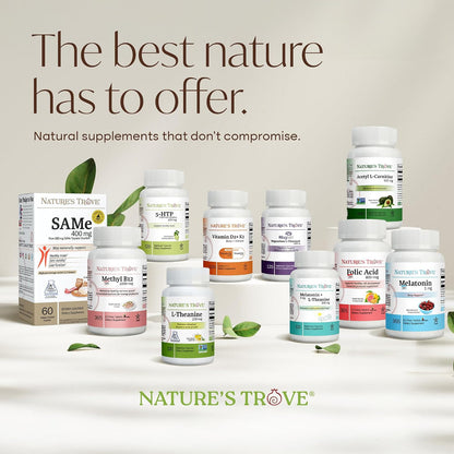 Nature's Trove SAM-e 400mg 90 Enteric Coated Caplets. Vegan, Kosher, Non-GM Project Verified, Soy-free, Gluten free - Cold Form Blister Packed.