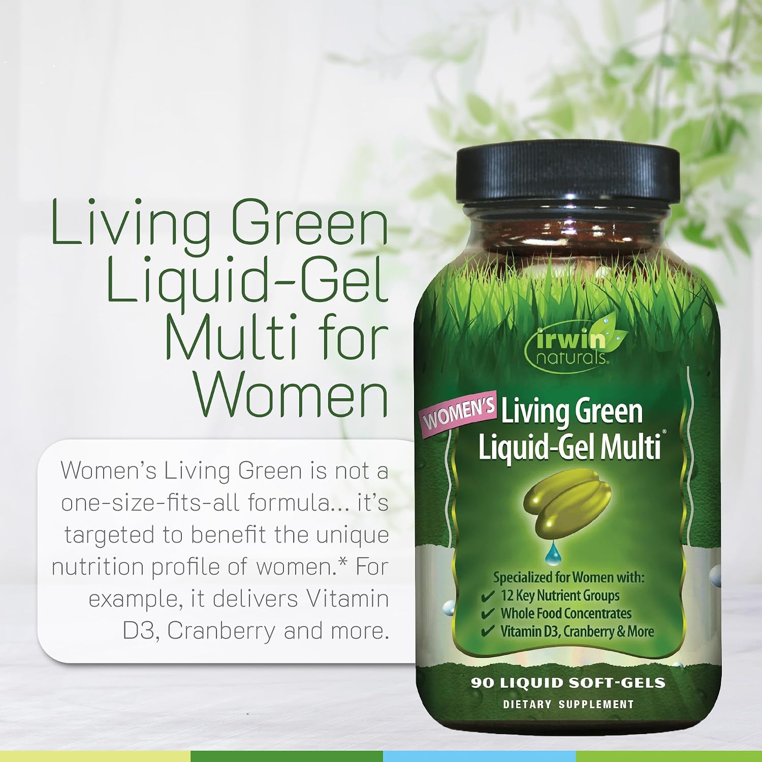 Irwin Naturals Living Green Liquid-Gel Multi for Women - 90 Liquid Softgels - görsel 5