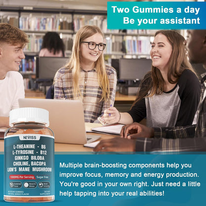 NEVISS Sugar-free L-Tyrosine Gummies – – High Potency: 300 mg L-Tyrosine, 200 mg L-Theanine, 500 mcg B12 per – Image 7