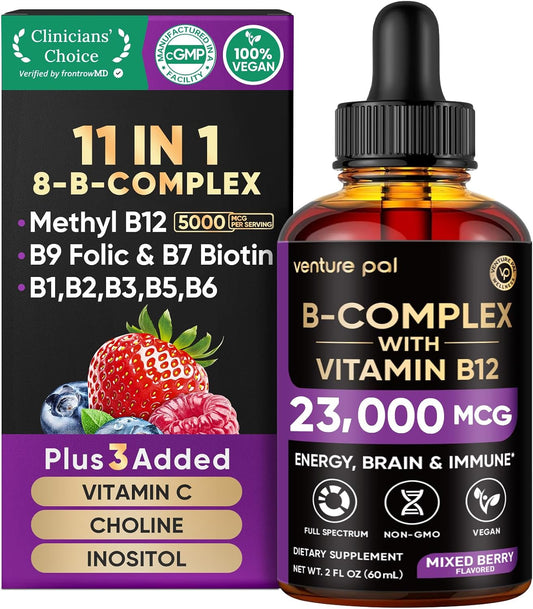 Venture Pal Vitamin B Complex Liquid Drops, – Vitamin B1 (Thiamine) – Helps convert carbs into energy. – Image 1