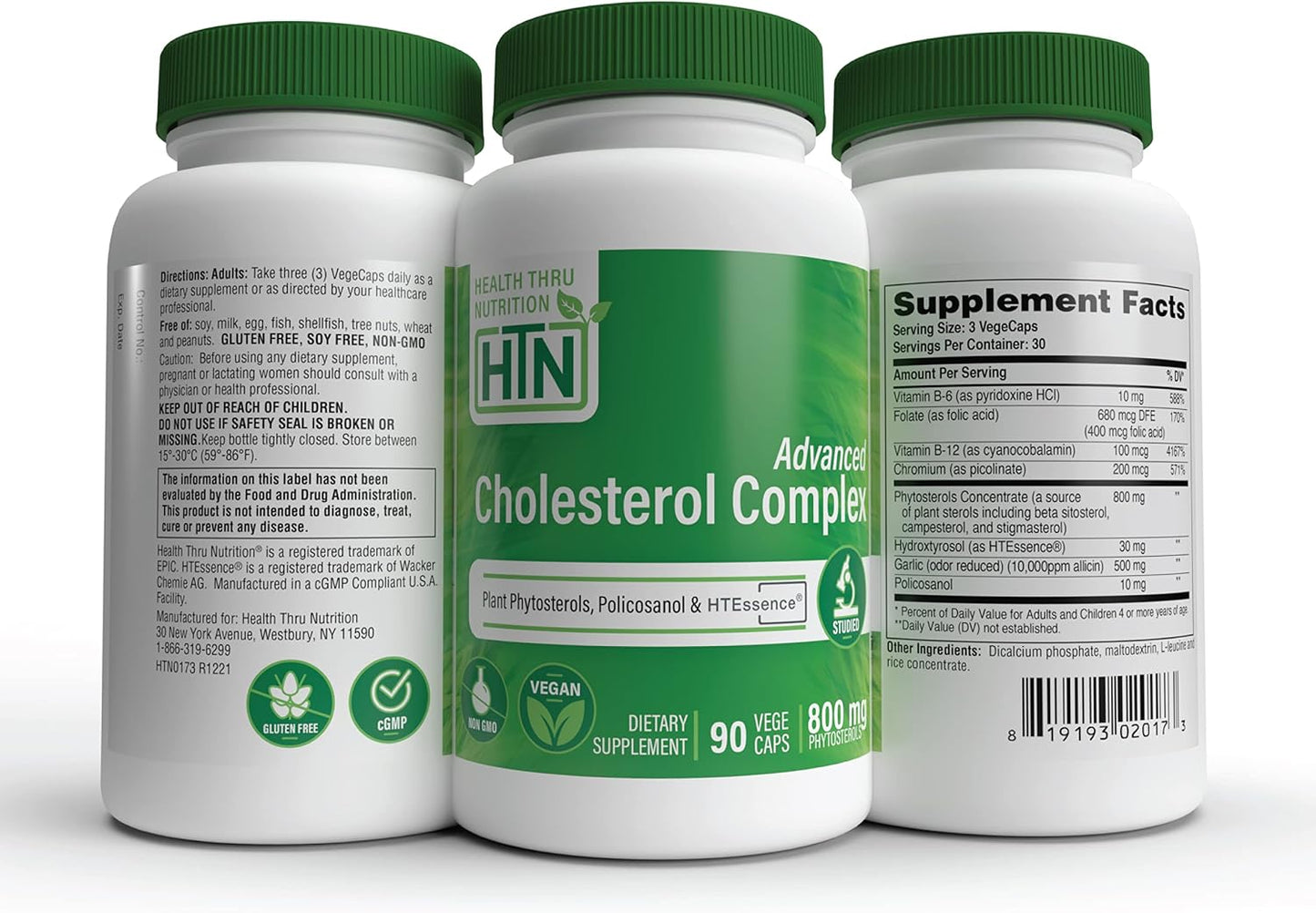 Advanced Cholesterol Complex – Heart Health & Lipid Metabolism Support with Phytosterols, Policosanol, Hydroxytyrosol, Chromium – Vegan, Non-GMO (90 Capsules) - görsel 5
