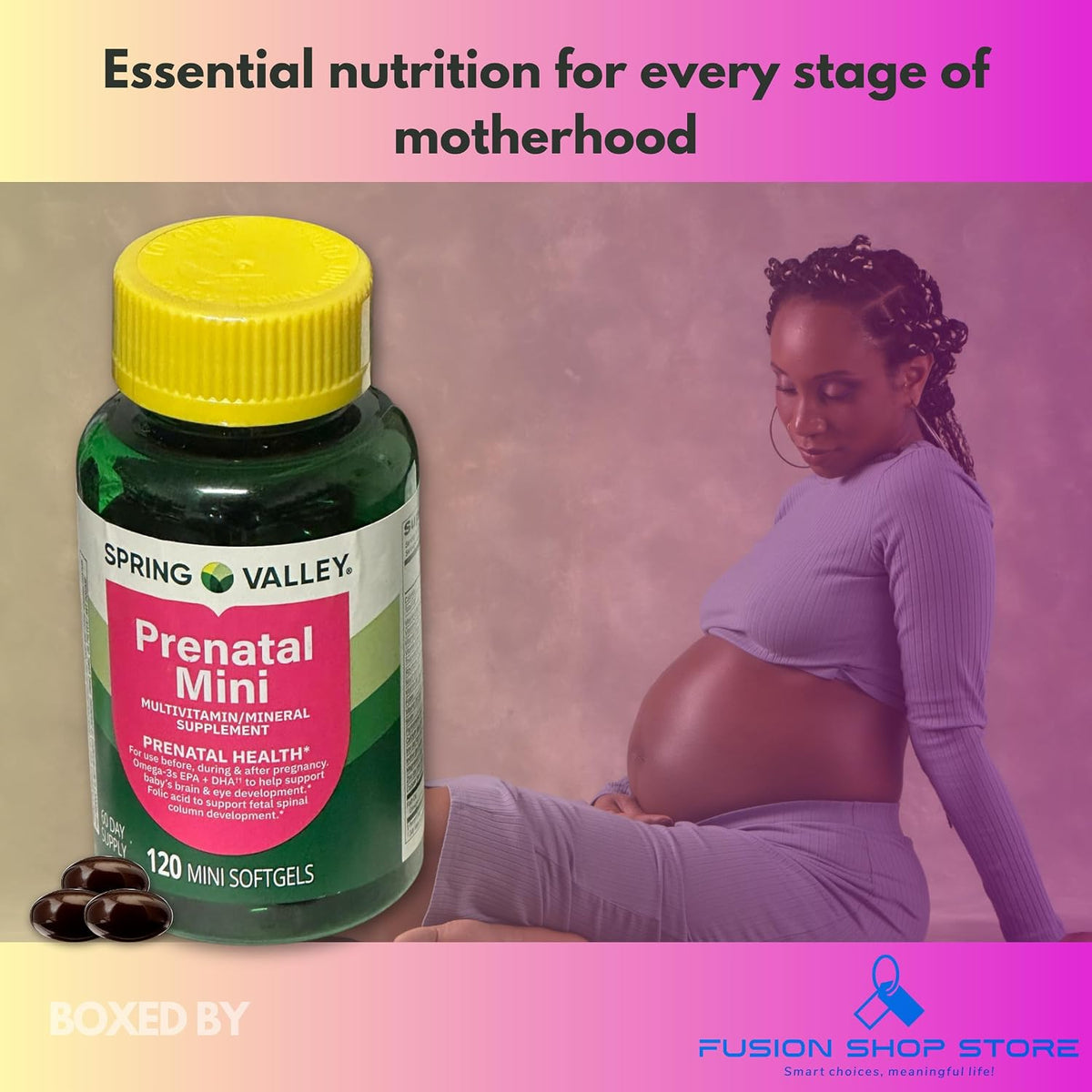 Prenatal Vitamins for Women's - 120 Mini Soft-gels Multivitamin/Multimineral (Pack of 1) – Image 3