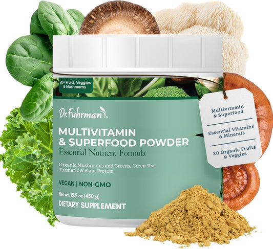 Dr. Fuhrman Wholefood Greens Powder - – Immune Support: A potent blend of organic mushrooms, turmeric and green – Image 1
