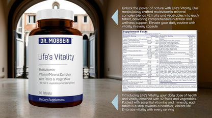 Life's Vitality Vegan Multivitamin – Non-GM with 42 Fruits & Vegetables and Vitamin D, 90 Tablets