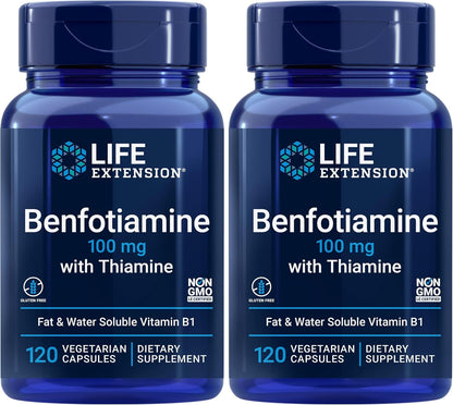 Life Extension Benfotiamine with Thiamine - 100 mg - 120 Vegetarian Capsules