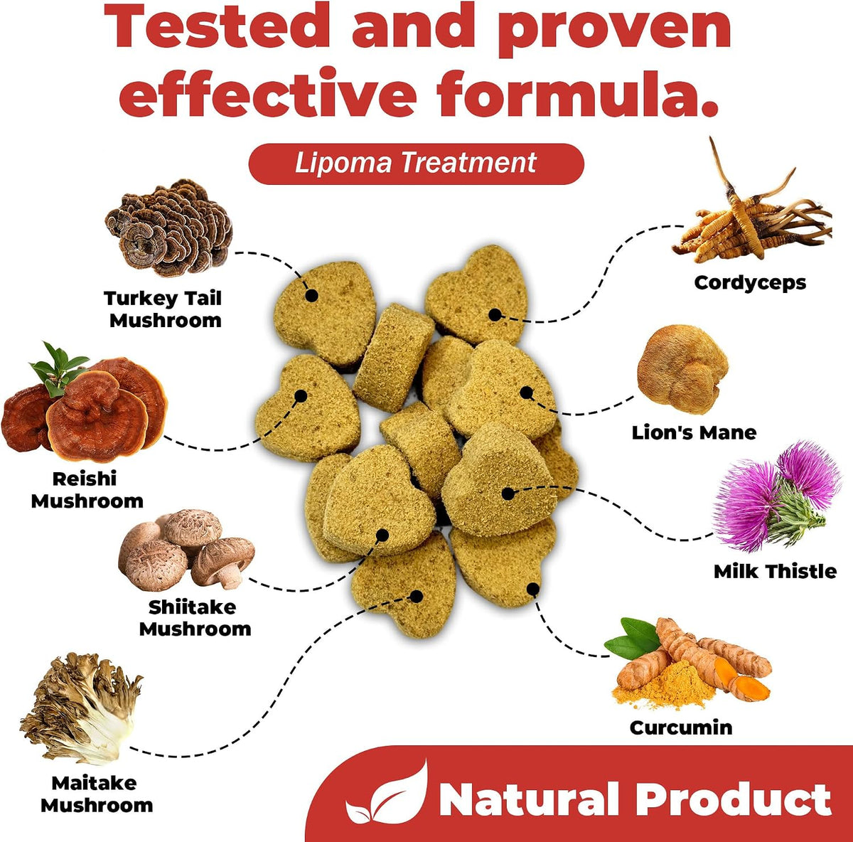 Dog Lumps and Bumps Supplement, Lipoma Treatment for Dogs - Immune Support Chews with Turkey Tail Mushroom, Reishi, – Image 3