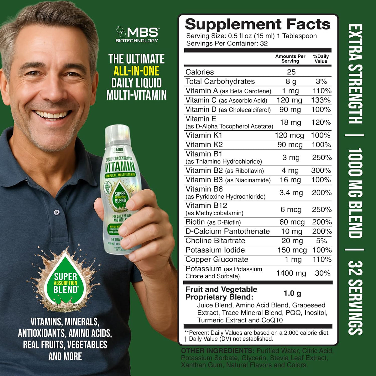 Liquid Multivitamin for Adults – Complete High-Absorption Daily Vitamin with Superfoods, CoQ10, B-Complex, Turmeric & PQQ – – Image 2