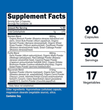 Nutricost Daily Vegetables 90 Capsules (30 Servings) – 17 Vegetable Blend