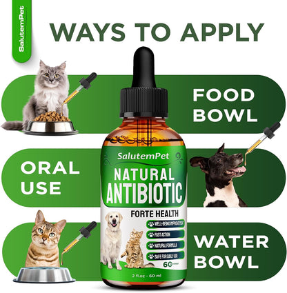Natural Antibiotics for Dogs to Help with Allergies and UTIs | Kennel Cough Remedy for Dogs | Infection Support for Cats | Herbal Supplement Great for All Breeds and Ages | 60 mL