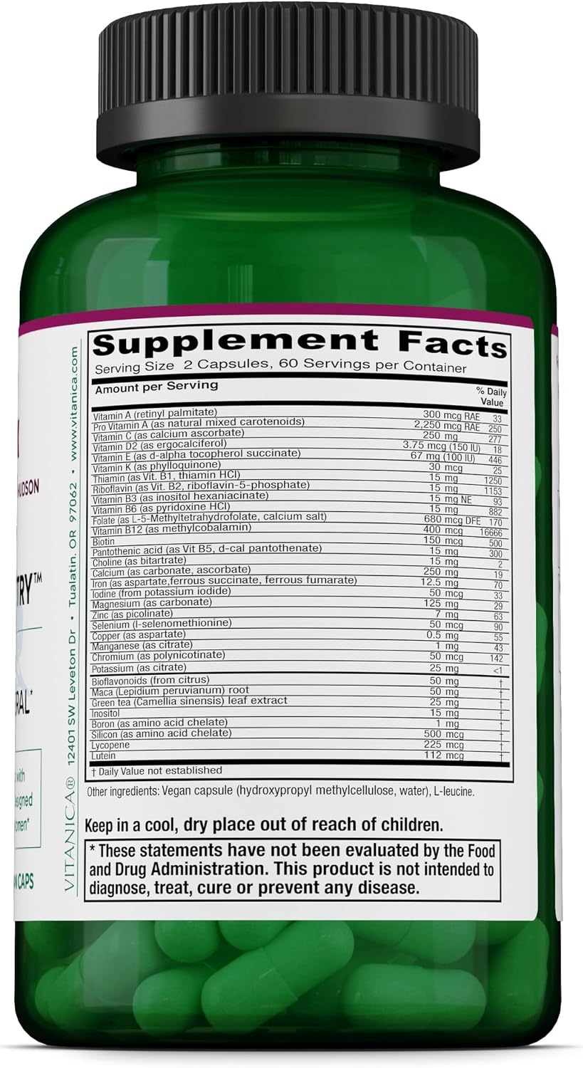 Vitanica FemTeen Symmetry - Multivitamin and Mineral Supplement with Green Tea for Teenagers - 120 Capsules - görsel 2