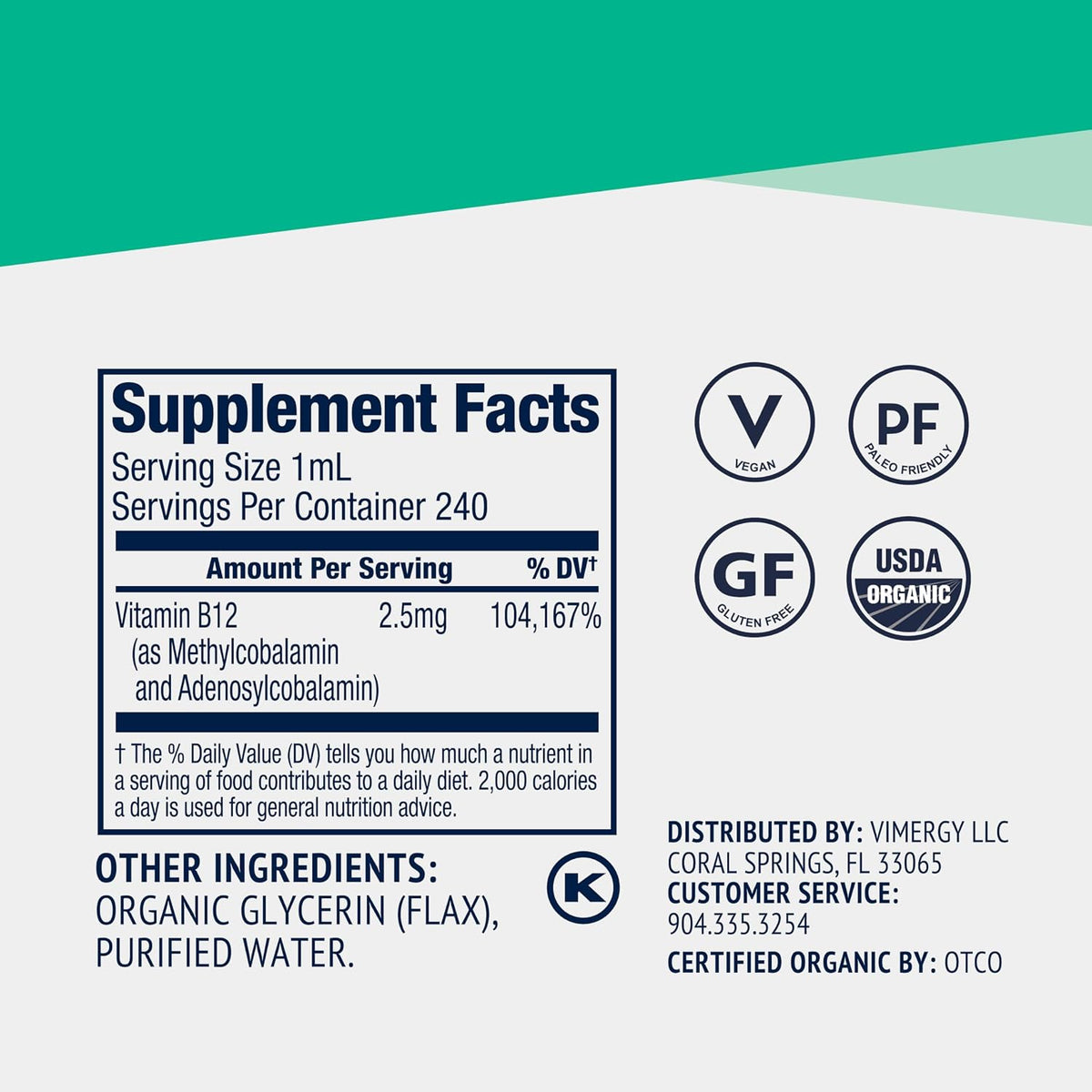 Vimergy Liquid B12 – Fast-Absorbing Organic – Only three clean ingredients – Image 7