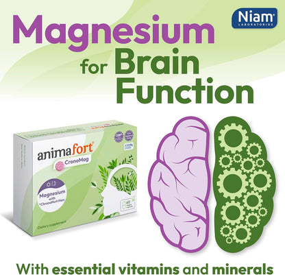 Animafort CronoMag - Magnesium Complex with 6 High-Absorption Salts, Vitamins B12 & D, 60 Capsules – Image 1