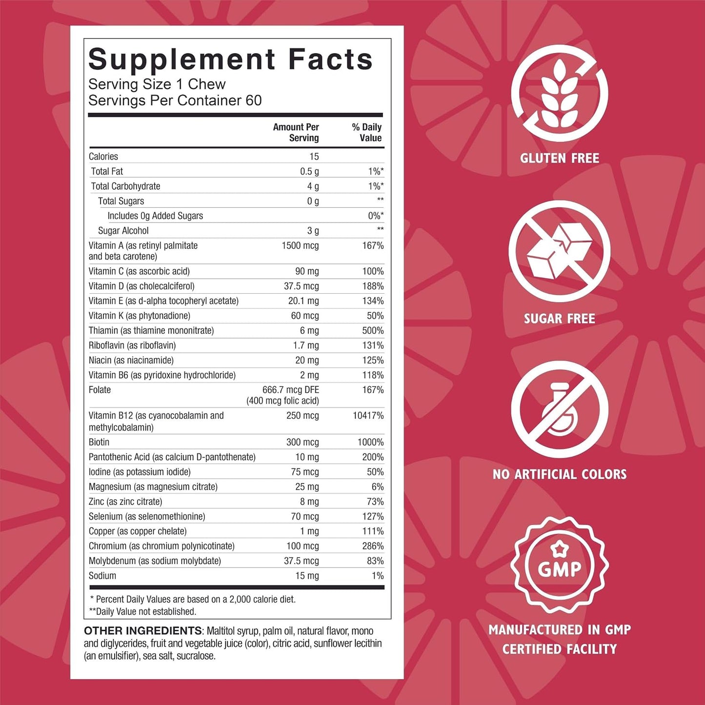 Celebrate Vitamins Bariatric Multivitamin Soft Chews - Essential Vitamins & Minerals, Sugar & Gluten free - Gastric Bypass & Sleeve Gastrectomy Supplement - Cherry (180ct) - görsel 3