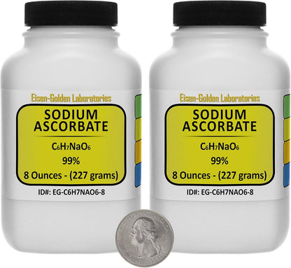 Sodium Ascorbate [C6H7NaO6] 99% USP Food Grade Powder - 454 g (1 lb) (Two Bottles)