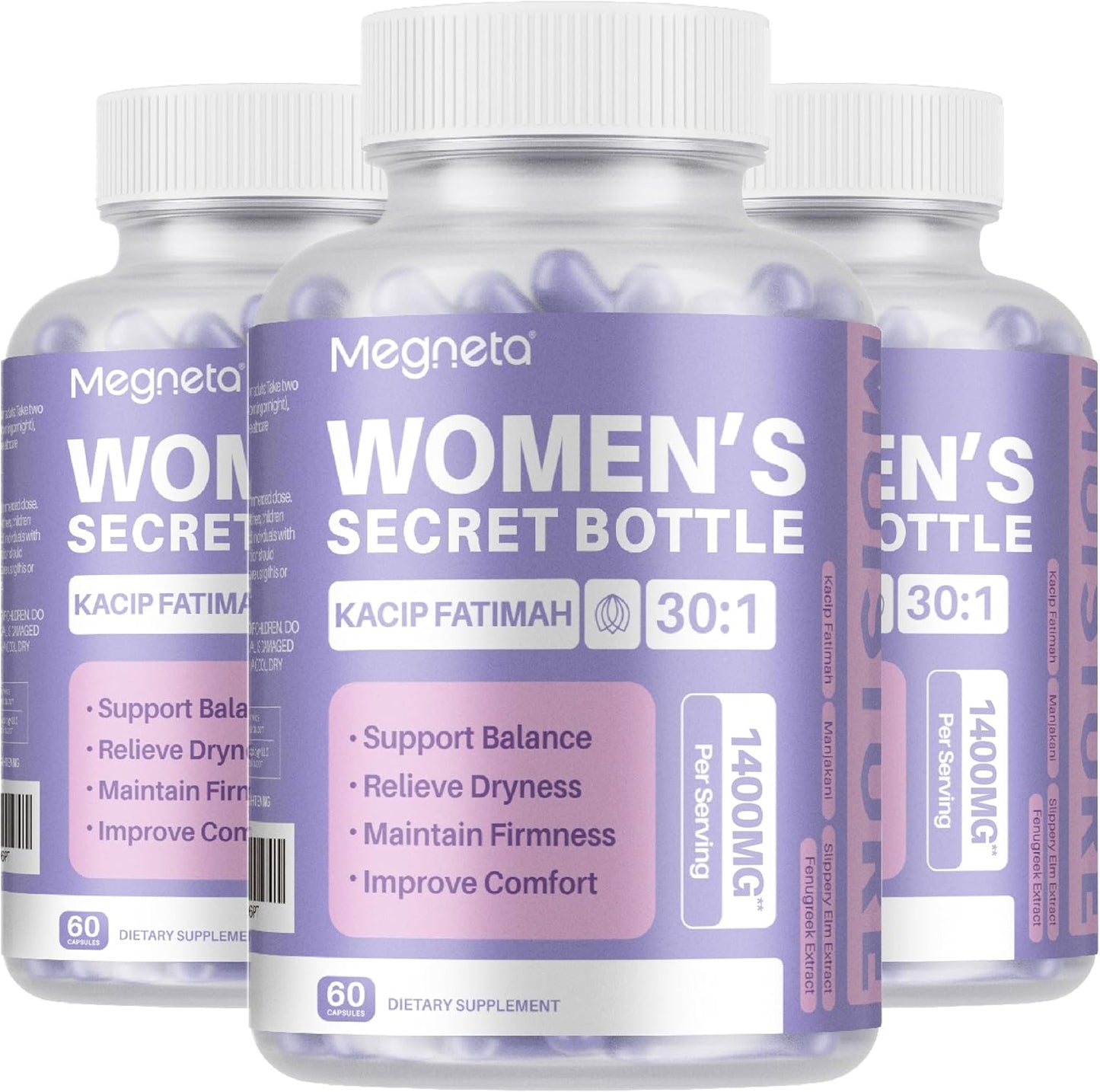 MEGNETA Women's's Wellbeing Herbal Blend – Kacip Fatimah, Fenugreek, Slippery Elm Bark, Manjakani – 60 Capsules - görsel 5