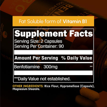 Zenavea Benfotiamine 300 mg, 180 Vegan Capsules (3-Month Supply)