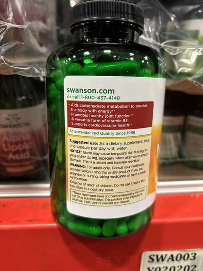 Swanson Niacinamide 500 mg Capsules – Vitamin B3 for Energy Metabolism and Joint Support