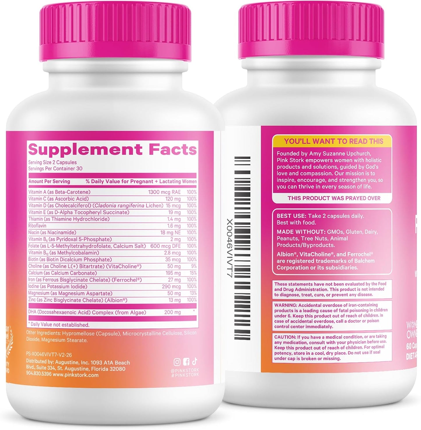 Pink Stork Total Prenatal Vitamins - 60 Count, Mint - Vegan DHA, Methylfolate, Iron, Choline - görsel 9