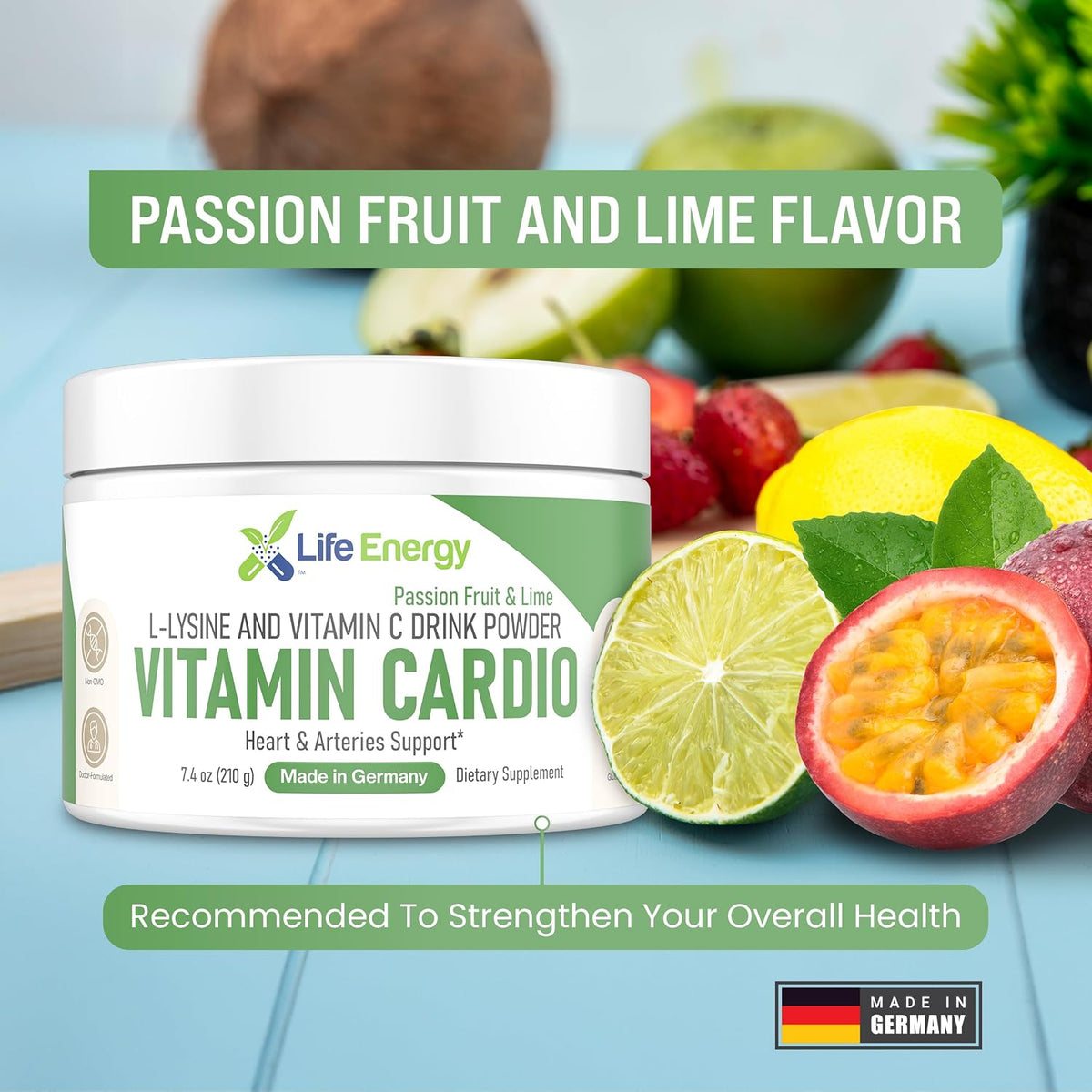 Life Energy High-Dosed Vitamin C & L-Lysine Drink Mix - Passion Fruit & Lime, 210g – Image 5