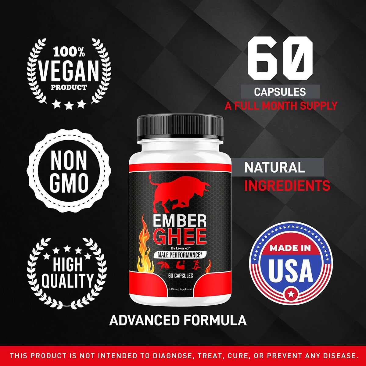 Ember Ghee Pills for Men – Premium All-Natural Multivitamin Supplement (300 Capsules) – Image 4