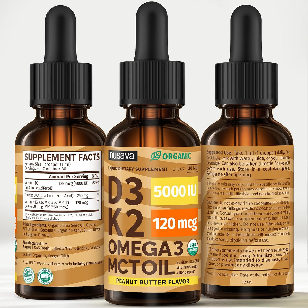 NUSAVA Organic Vitamin D3 K2 Drops with MCT – Dental Health: Adequate calcium utilisation supports strong teeth – Image 8