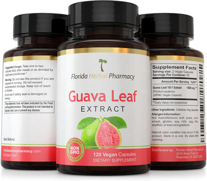 Guava Leaf Extract Supplement Capsules 10:1 (120 Capsules), Two Months Supply