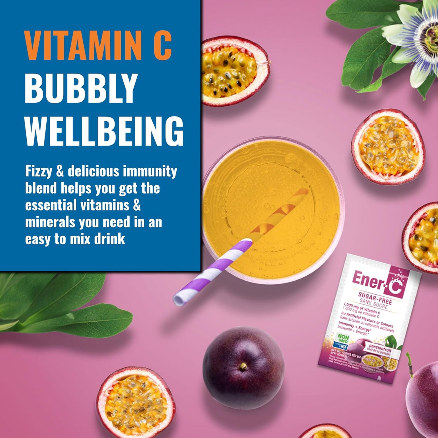 Ener-C Sugar Free Multivitamin Drink Mix - Passionfruit, 60 Count - görsel 2