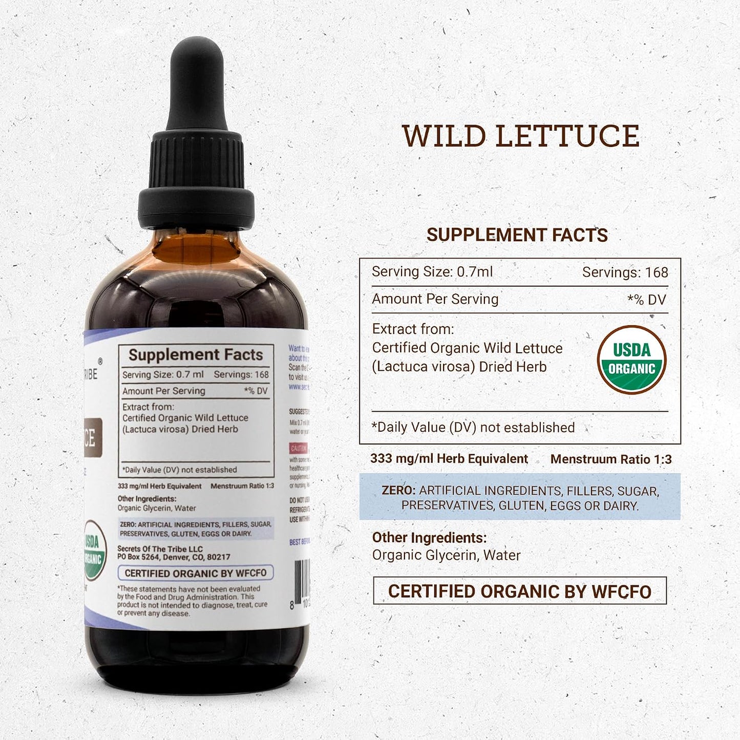 Secrets of the Tribe Wild Lettuce USDA Organic Alcohol-Free Extract, High-Potency Herbal Drops - 118 ml - görsel 4