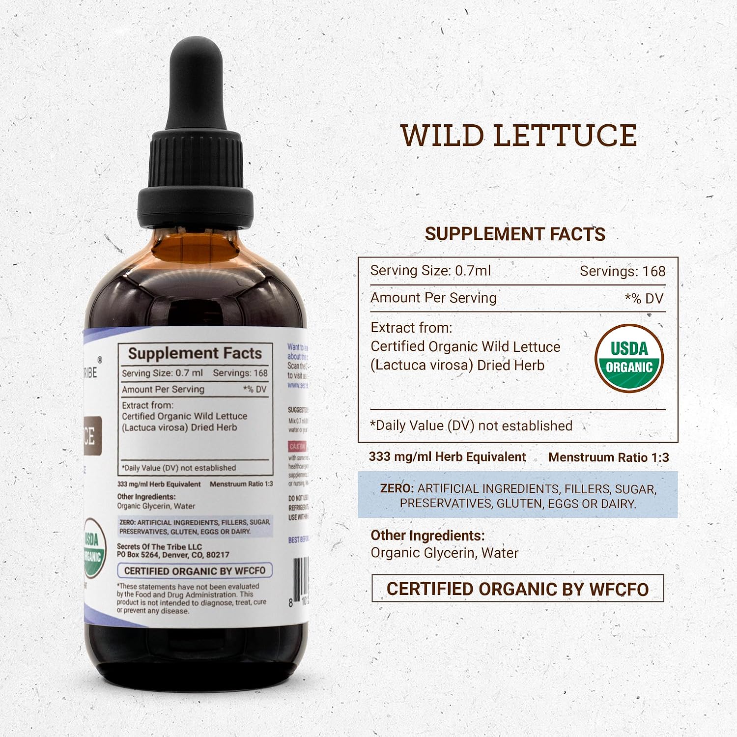 Secrets of the Tribe Wild Lettuce USDA Organic Alcohol-Free Extract, High-Potency Herbal Drops - 118 ml - görsel 4