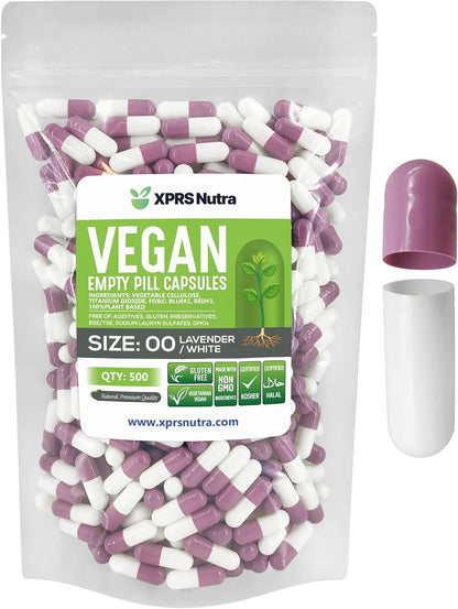 XPRS Nutra Size 00 Empty Capsules - 500 Count - Empty Vegan Capsules - DIY Pill Capsules (Pink)