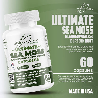 Alex Jones Ultimate Sea Moss Capsules – Vegan, Non-GM Seaweed Supplement with Bladderwrack and Burdock Root (60 Capsules) – Image 6