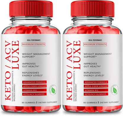 Keto Luxe + Gummies – ACV Keto Supplement – Apple Cider Vinegar (1000 mg): Made from fermented apples, ACV – Image 1