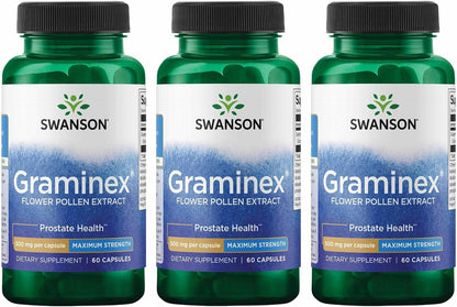 Swanson Graminex Flower Pollen Extract – Supports Prostate, Kidney, Bladder & Urinary Tract Health – Non-GMO – 60 Capsules