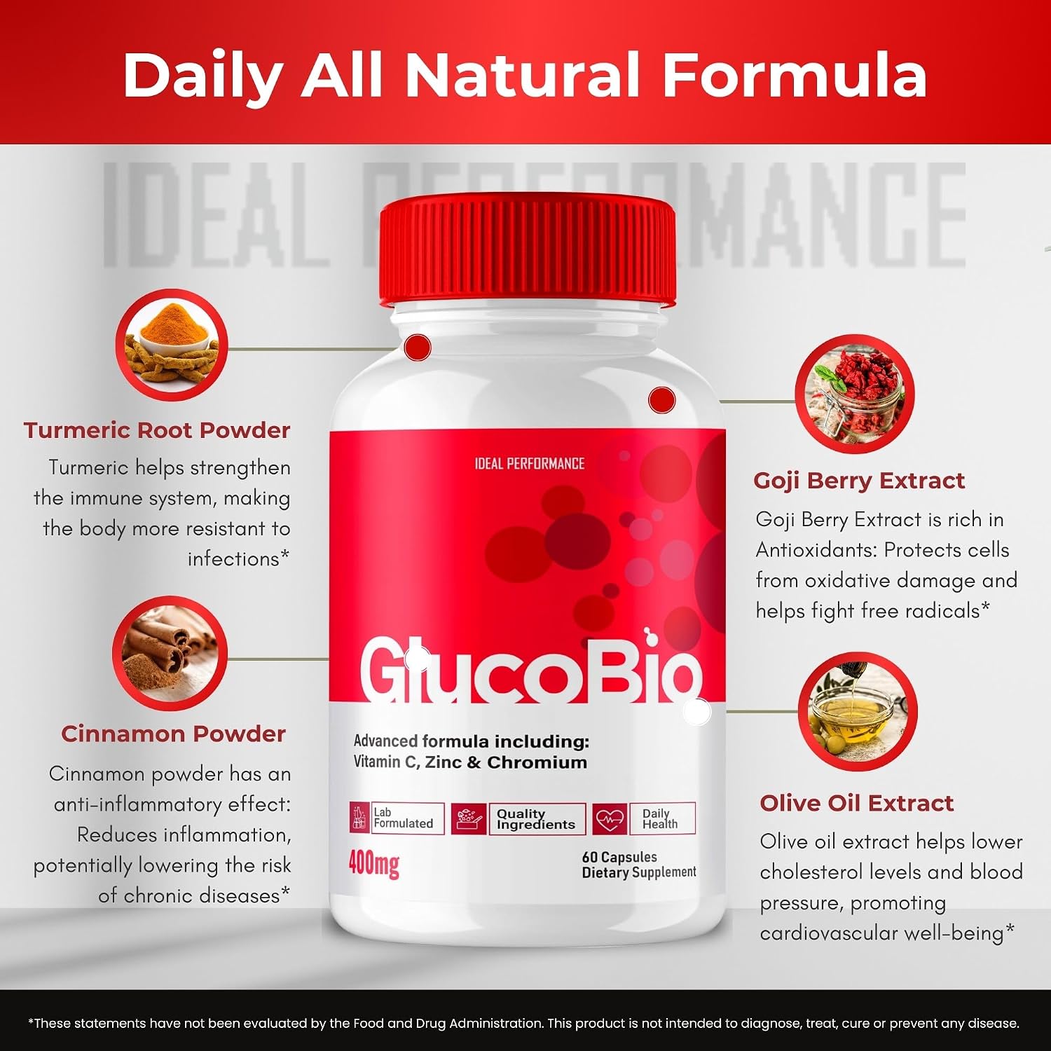 GlucoBio Capsules, Official GlucoBio Support Supplement Pills - Maximum Strength Ingredients for Health & Wellbeing, Gluco Bio Capsules Reviews (2 Pack) - görsel 4