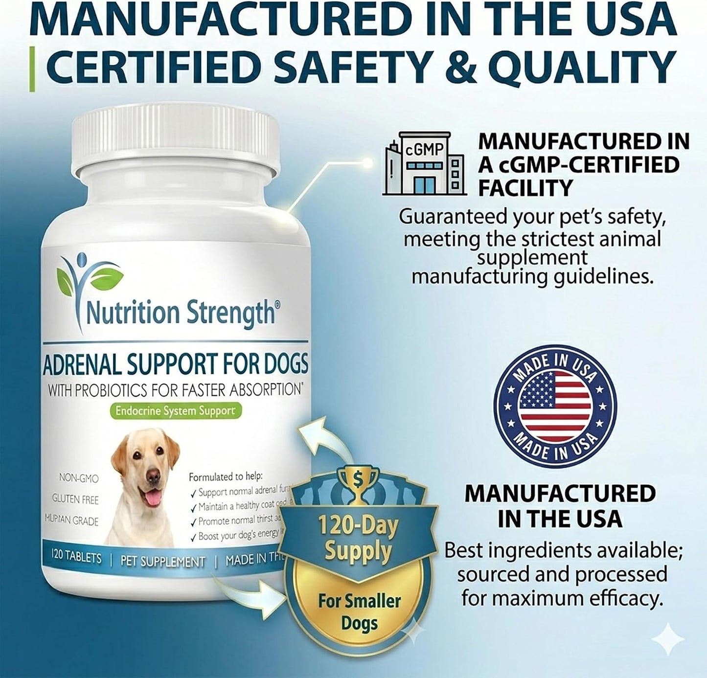 Adrenal Support for Dogs with Cushing's Disease - 120 Herbal Chewable Tablets - görsel 8