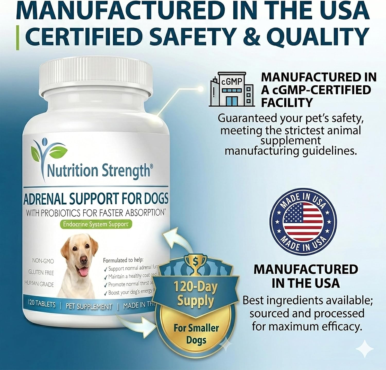 Adrenal Support for Dogs with Cushing's Disease - 120 Herbal Chewable Tablets - görsel 8