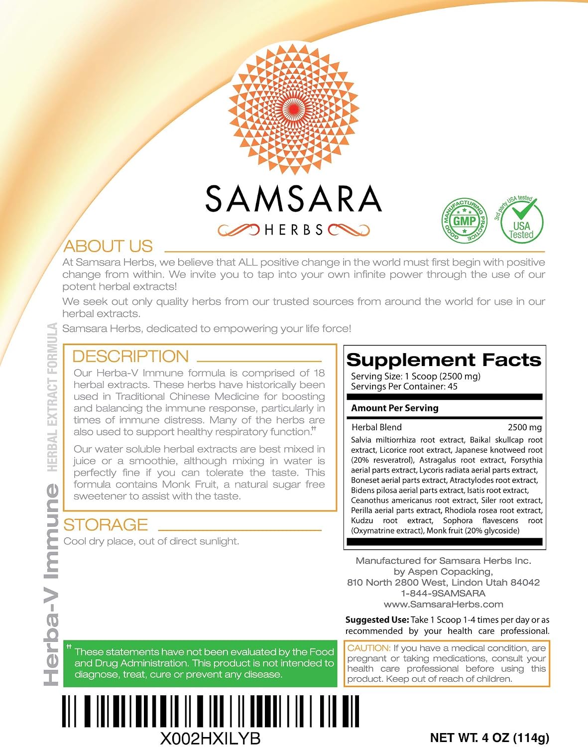 Samsara Herbs Herba-V Immune (114g) – Herbal Support Formula with 18 Potent Herbal Extracts - görsel 2