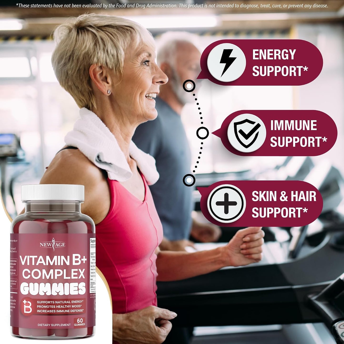 NEW AGE Vitamin B Complex Gummies with Vitamin B3, B6 & B12 – with Biotin, Folic Acid & Vitamin C – Gluten free, Vegan (180 Count (3-Pack)) - görsel 3