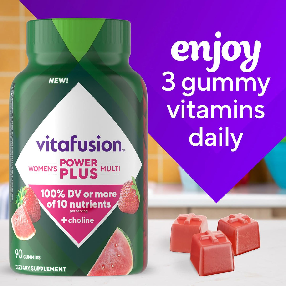 vitafusion Power Plus Women's’s Multivitamin – Bone health: Vitamin D3 contributes to strong, healthy bones.* – Image 7