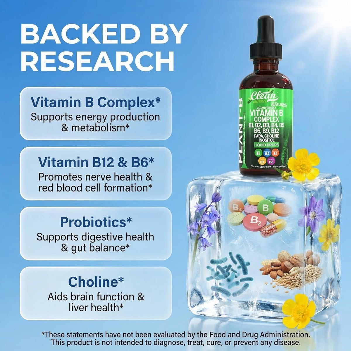 Vitamin B Complex Liquid Drops - Plant B – Choline: Supports brain function and neurotransmitter health. – Image 3