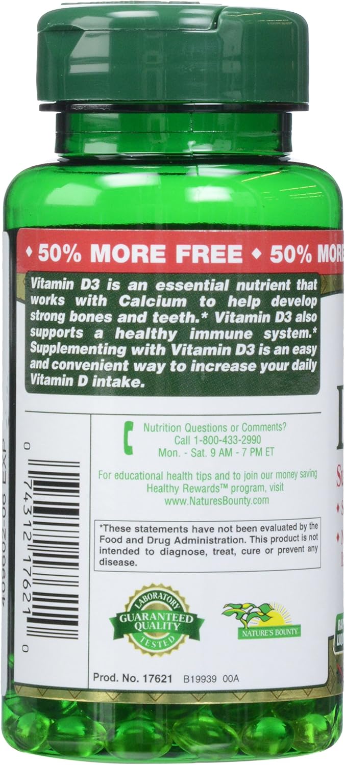 Nature's Bounty D 2000 IU Softgels, 150 Count - görsel 4