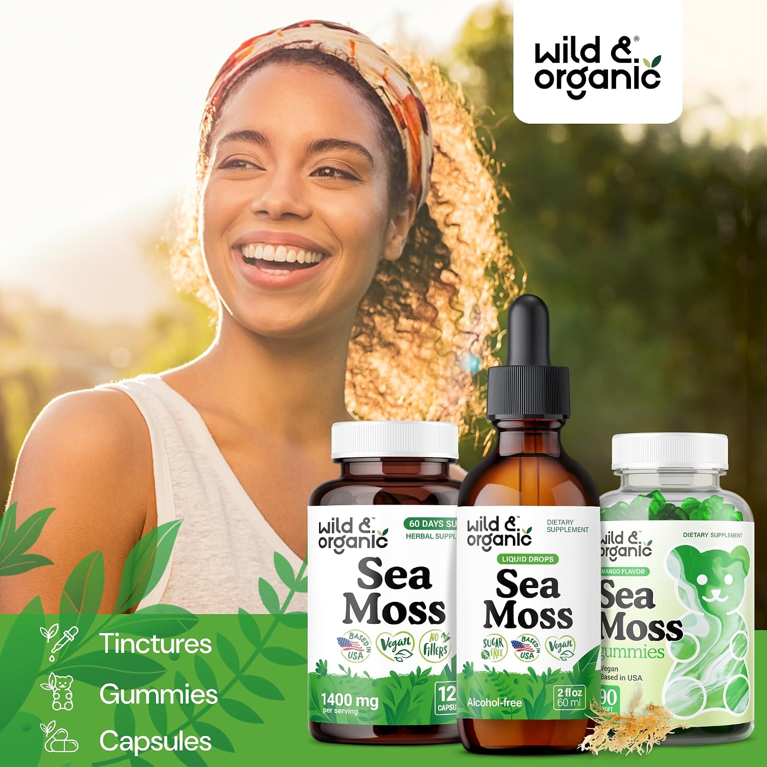Wild & Organic Sea Moss Liquid Drops – Immune Support – Irish Sea Moss and Bladderwrack Tincture – Multimineral Chondrus Crispus Supplement – Vegan, Sugar & Alcohol-Free – 59 mL - görsel 8