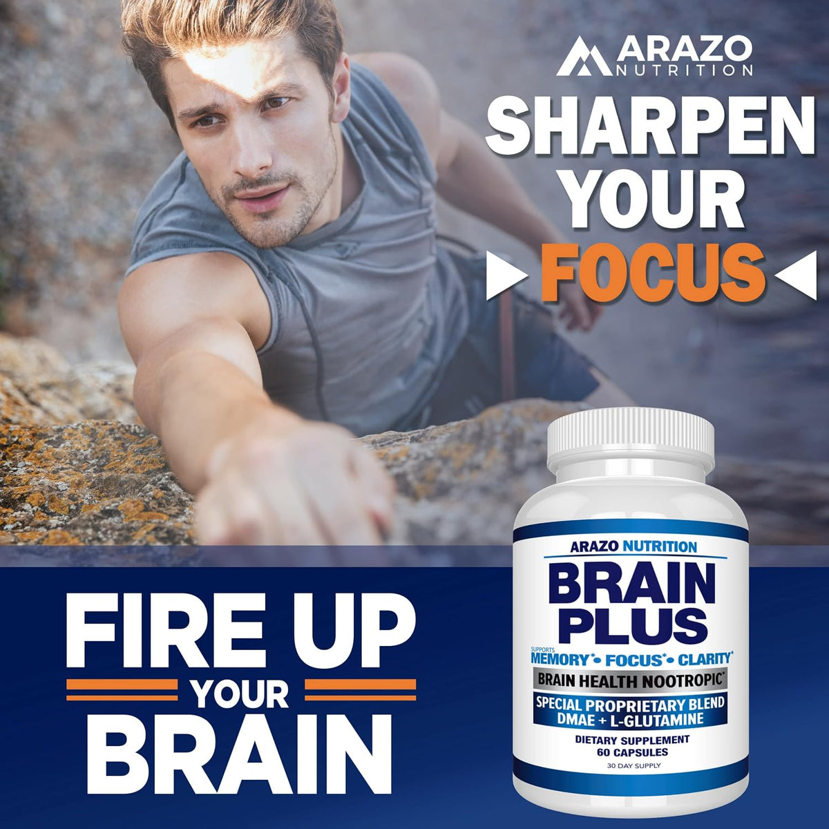 Arazo Nutrition Brain Plus – Nootropic – Positive Mood and Energy: Adaptogenic and nutrient-rich components – Image 4