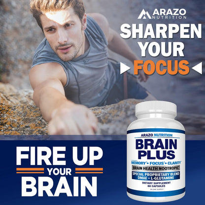 Arazo Nutrition Brain Plus – Nootropic – Positive Mood and Energy: Adaptogenic and nutrient-rich components – Image 4