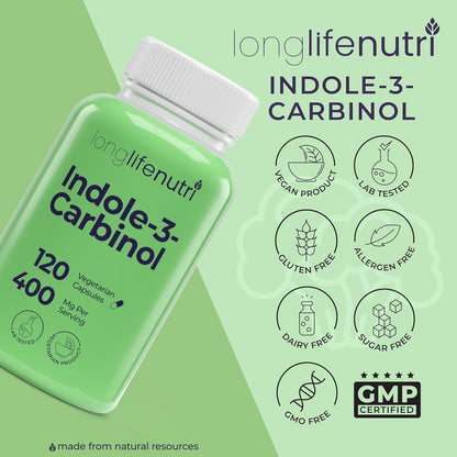 LongLifeNutri Indole-3-Carbinol 400mg - 120 – Cellular Health: By promoting healthy cell growth and division, I3C – Image 7