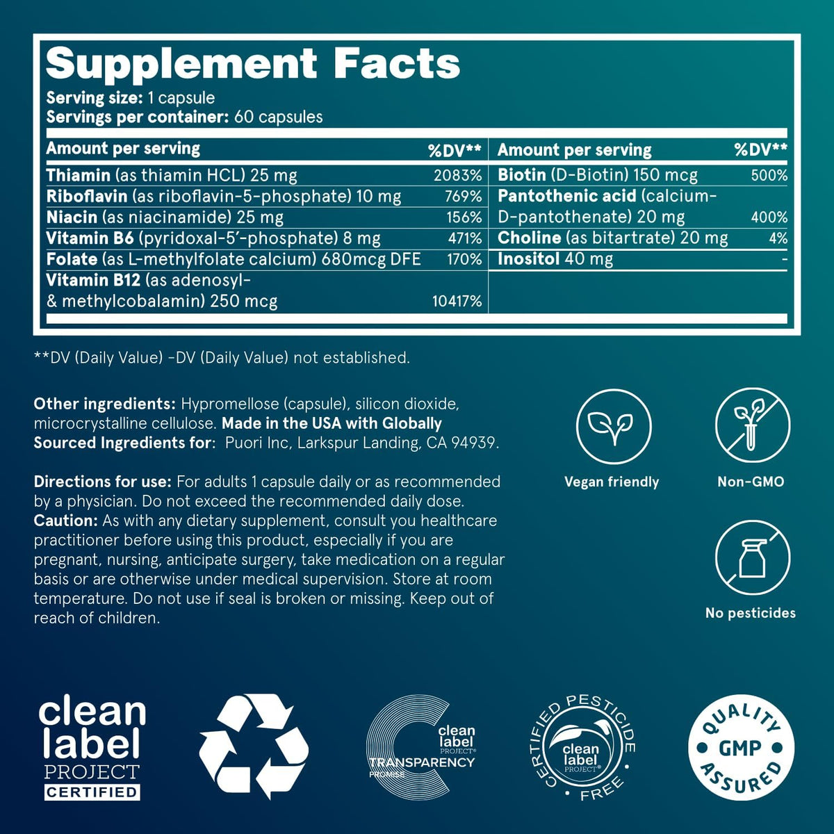 Puori Pure Energy Vitamin B-Complex – Niacin (B3) – promotes healthy skin and nervous system function. – Image 3
